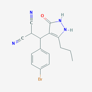 2-[(4-bromophenyl)(3-hydroxy-5-propyl-1H-pyrazol-4-yl)methyl]malononitrile