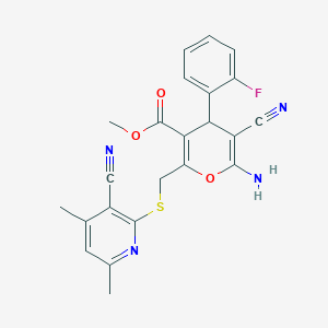 methyl 6-amino-5-cyano-2-{[(3-cyano-4,6-dimethylpyridin-2-yl)sulfanyl]methyl}-4-(2-fluorophenyl)-4H-pyran-3-carboxylate