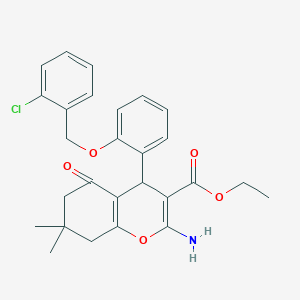 ethyl 2-amino-4-[2-[(2-chlorophenyl)methoxy]phenyl]-7,7-dimethyl-5-oxo-6,8-dihydro-4H-chromene-3-carboxylate