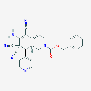 molecular formula C25H20N6O2 B459468 BENZYL (8S,8AR)-6-AMINO-5,7,7-TRICYANO-8-(PYRIDIN-4-YL)-1,3,8,8A-TETRAHYDROISOQUINOLINE-2-CARBOXYLATE CAS No. 304013-03-4