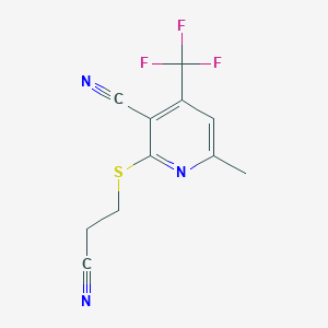 molecular formula C11H8F3N3S B459470 2-[(2-Cyanoethyl)sulfanyl]-6-methyl-4-(trifluoromethyl)pyridine-3-carbonitrile 