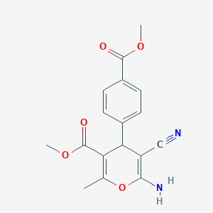 6-Amino-5-cyano-4-(4-methoxycarbonyl-phenyl)-2-methyl-4H-pyran-3-carboxylic acid