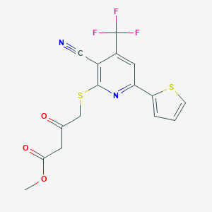 Methyl 4-{[3-cyano-6-(2-thienyl)-4-(trifluoromethyl)-2-pyridinyl]sulfanyl}-3-oxobutanoate