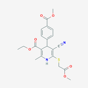 molecular formula C21H22N2O6S B459503 ethyl 5-cyano-4-[4-(methoxycarbonyl)phenyl]-6-[(2-methoxy-2-oxoethyl)sulfanyl]-2-methyl-1,4-dihydro-3-pyridinecarboxylate CAS No. 354555-15-0