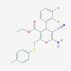 molecular formula C23H20Cl2N2O3S B459504 ethyl 6-amino-5-cyano-4-(2,3-dichlorophenyl)-2-[(4-methylphenyl)sulfanylmethyl]-4H-pyran-3-carboxylate CAS No. 354555-01-4