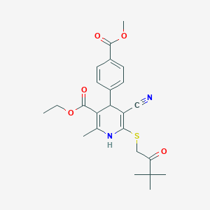 Ethyl 5-cyano-6-(3,3-dimethyl-2-oxobutyl)sulfanyl-4-(4-methoxycarbonylphenyl)-2-methyl-1,4-dihydropyridine-3-carboxylate