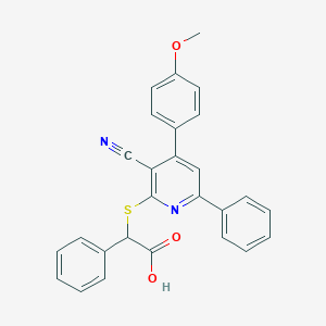 2-{[3-Cyano-4-(4-methoxyphenyl)-6-phenyl-2-pyridinyl]sulfanyl}-2-phenylacetic acid