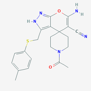 1'-acetyl-6-amino-3-[(4-methylphenyl)sulfanylmethyl]spiro[2H-pyrano[2,3-c]pyrazole-4,4'-piperidine]-5-carbonitrile