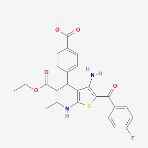 molecular formula C26H23FN2O5S B459528 ETHYL 3-AMINO-2-(4-FLUOROBENZOYL)-4-[4-(METHOXYCARBONYL)PHENYL]-6-METHYL-4H,7H-THIENO[2,3-B]PYRIDINE-5-CARBOXYLATE CAS No. 445266-67-1