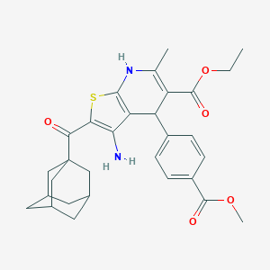 molecular formula C30H34N2O5S B459533 Ethyl 2-(adamantane-1-carbonyl)-3-amino-4-(4-methoxycarbonylphenyl)-6-methyl-4,7-dihydrothieno[2,3-b]pyridine-5-carboxylate CAS No. 445266-71-7