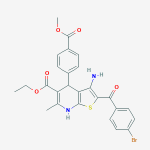 molecular formula C26H23BrN2O5S B459534 Ethyl 3-amino-2-(4-bromobenzoyl)-4-[4-(methoxycarbonyl)phenyl]-6-methyl-4,7-dihydrothieno[2,3-b]pyridine-5-carboxylate 