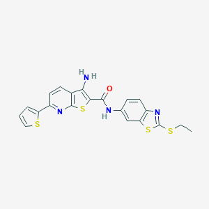 molecular formula C21H16N4OS4 B459578 3-amino-N-[2-(ethylsulfanyl)-1,3-benzothiazol-6-yl]-6-(2-thienyl)thieno[2,3-b]pyridine-2-carboxamide CAS No. 445267-03-8
