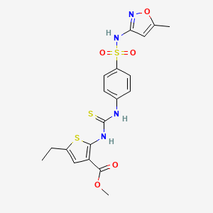 molecular formula C19H20N4O5S3 B4596005 methyl 5-ethyl-2-({[(4-{[(5-methyl-3-isoxazolyl)amino]sulfonyl}phenyl)amino]carbonothioyl}amino)-3-thiophenecarboxylate 