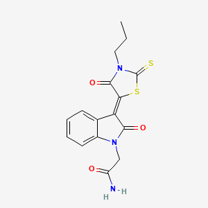 molecular formula C16H15N3O3S2 B4596060 2-[(3Z)-2-oxo-3-(4-oxo-3-propyl-2-thioxo-1,3-thiazolidin-5-ylidene)-2,3-dihydro-1H-indol-1-yl]acetamide 