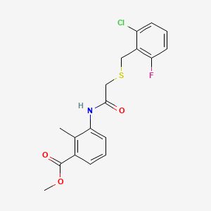 molecular formula C18H17ClFNO3S B4596066 methyl 3-({[(2-chloro-6-fluorobenzyl)thio]acetyl}amino)-2-methylbenzoate 