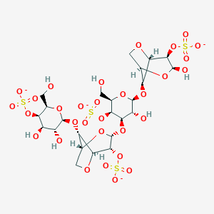 molecular formula C24H34O31S4-4 B045962 [(2R,3R,4R,5R,6S)-4,5-dihydroxy-6-[[(1R,3R,4R,5S,8S)-3-[(2R,3S,4R,5R,6S)-5-hydroxy-2-(hydroxymethyl)-6-[[(1R,3S,4R,5S,8S)-3-hydroxy-4-sulfonatooxy-2,6-dioxabicyclo[3.2.1]octan-8-yl]oxy]-3-sulfonatooxyoxan-4-yl]oxy-4-sulfonatooxy-2,6-dioxabicyclo[3.2.1]octan-8-yl]oxy]-2-(hydroxymethyl)oxan-3-yl] sulfate CAS No. 9062-07-1