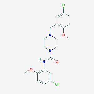 molecular formula C20H23Cl2N3O3 B4596222 N-(5-chloro-2-methoxyphenyl)-4-[(5-chloro-2-methoxyphenyl)methyl]piperazine-1-carboxamide 