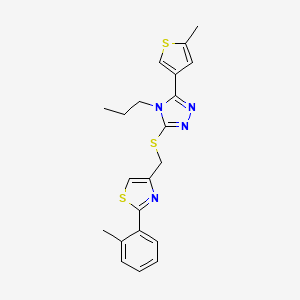 molecular formula C21H22N4S3 B4596307 [2-(2-METHYLPHENYL)-1,3-THIAZOL-4-YL]METHYL [5-(5-METHYL-3-THIENYL)-4-PROPYL-4H-1,2,4-TRIAZOL-3-YL] SULFIDE 