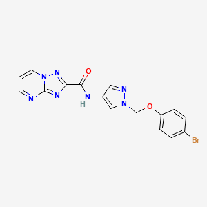 molecular formula C16H12BrN7O2 B4596471 N~2~-{1-[(4-BROMOPHENOXY)METHYL]-1H-PYRAZOL-4-YL}[1,2,4]TRIAZOLO[1,5-A]PYRIMIDINE-2-CARBOXAMIDE 