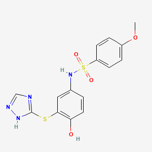 molecular formula C15H14N4O4S2 B4596519 N-[4-hydroxy-3-(1H-1,2,4-triazol-3-ylthio)phenyl]-4-methoxybenzenesulfonamide 