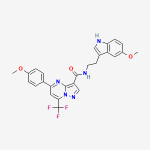 molecular formula C26H22F3N5O3 B4596623 N-[2-(5-methoxy-1H-indol-3-yl)ethyl]-5-(4-methoxyphenyl)-7-(trifluoromethyl)pyrazolo[1,5-a]pyrimidine-3-carboxamide 