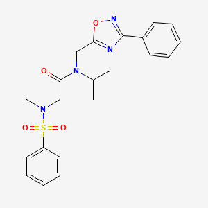 molecular formula C21H24N4O4S B4596700 N~1~-isopropyl-N~2~-methyl-N~1~-[(3-phenyl-1,2,4-oxadiazol-5-yl)methyl]-N~2~-(phenylsulfonyl)glycinamide 