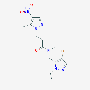 molecular formula C14H19BrN6O3 B4596735 N~1~-[(4-BROMO-1-ETHYL-1H-PYRAZOL-5-YL)METHYL]-N~1~-METHYL-3-(5-METHYL-4-NITRO-1H-PYRAZOL-1-YL)PROPANAMIDE 