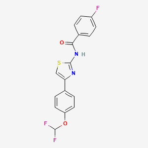 molecular formula C17H11F3N2O2S B4596807 N-{4-[4-(difluoromethoxy)phenyl]-1,3-thiazol-2-yl}-4-fluorobenzamide 