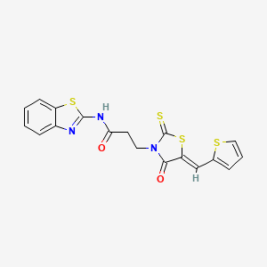 molecular formula C18H13N3O2S4 B4596809 N-1,3-benzothiazol-2-yl-3-[4-oxo-5-(2-thienylmethylene)-2-thioxo-1,3-thiazolidin-3-yl]propanamide 