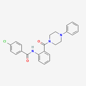 molecular formula C24H22ClN3O2 B4596850 4-chloro-N-[2-(4-phenylpiperazine-1-carbonyl)phenyl]benzamide 