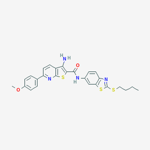 3-amino-N-(2-butylsulfanyl-1,3-benzothiazol-6-yl)-6-(4-methoxyphenyl)thieno[2,3-b]pyridine-2-carboxamide