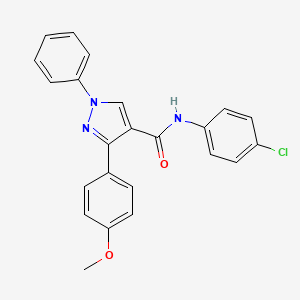 molecular formula C23H18ClN3O2 B4597238 N-(4-chlorophenyl)-3-(4-methoxyphenyl)-1-phenylpyrazole-4-carboxamide 