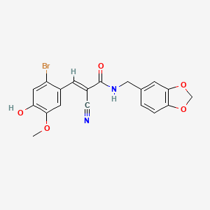 molecular formula C19H15BrN2O5 B4597269 N-(1,3-benzodioxol-5-ylmethyl)-3-(2-bromo-4-hydroxy-5-methoxyphenyl)-2-cyanoacrylamide 