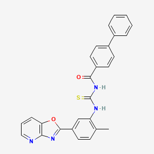 molecular formula C27H20N4O2S B4597294 1-{[1,1'-BIPHENYL]-4-CARBONYL}-3-(2-METHYL-5-{[1,3]OXAZOLO[4,5-B]PYRIDIN-2-YL}PHENYL)THIOUREA 