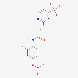 molecular formula C15H12F5N3O2S B4597320 N~1~-[4-(DIFLUOROMETHOXY)-2-METHYLPHENYL]-2-{[4-(TRIFLUOROMETHYL)-2-PYRIMIDINYL]SULFANYL}ACETAMIDE 
