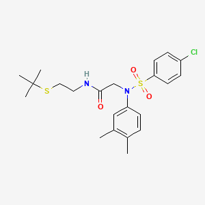 molecular formula C22H29ClN2O3S2 B4597487 N-[2-(tert-butylsulfanyl)ethyl]-N~2~-[(4-chlorophenyl)sulfonyl]-N~2~-(3,4-dimethylphenyl)glycinamide 