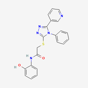 molecular formula C21H17N5O2S B4597579 N-(2-hydroxyphenyl)-2-{[4-phenyl-5-(pyridin-3-yl)-4H-1,2,4-triazol-3-yl]sulfanyl}acetamide 