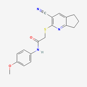 molecular formula C18H17N3O2S B4597647 2-({3-CYANO-5H,6H,7H-CYCLOPENTA[B]PYRIDIN-2-YL}SULFANYL)-N-(4-METHOXYPHENYL)ACETAMIDE 