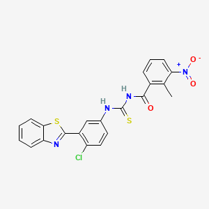 molecular formula C22H15ClN4O3S2 B4597674 N-{[3-(1,3-benzothiazol-2-yl)-4-chlorophenyl]carbamothioyl}-2-methyl-3-nitrobenzamide 