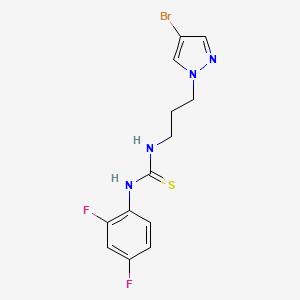 molecular formula C13H13BrF2N4S B4597720 N-[3-(4-bromo-1H-pyrazol-1-yl)propyl]-N'-(2,4-difluorophenyl)thiourea 