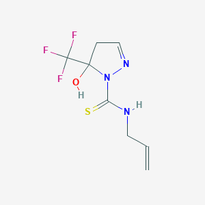 molecular formula C8H10F3N3OS B4597745 N~1~-ALLYL-5-HYDROXY-5-(TRIFLUOROMETHYL)-4,5-DIHYDRO-1H-PYRAZOLE-1-CARBOTHIOAMIDE 
