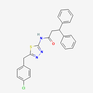 molecular formula C24H20ClN3OS B4597830 N-{5-[(4-CHLOROPHENYL)METHYL]-1,3,4-THIADIAZOL-2-YL}-3,3-DIPHENYLPROPANAMIDE 