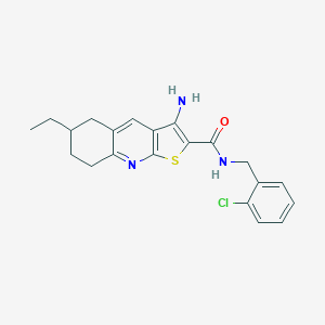 B459796 3-amino-N-(2-chlorobenzyl)-6-ethyl-5,6,7,8-tetrahydrothieno[2,3-b]quinoline-2-carboxamide CAS No. 445269-09-0