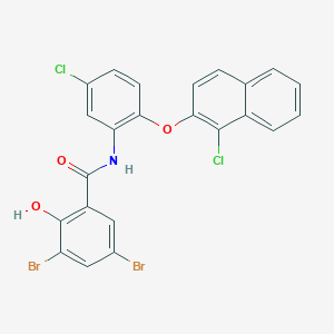 molecular formula C23H13Br2Cl2NO3 B4598066 3,5-dibromo-N-{5-chloro-2-[(1-chloronaphthalen-2-yl)oxy]phenyl}-2-hydroxybenzamide 