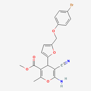 molecular formula C20H17BrN2O5 B4598095 methyl 6-amino-4-{5-[(4-bromophenoxy)methyl]-2-furyl}-5-cyano-2-methyl-4H-pyran-3-carboxylate 