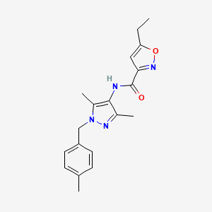 molecular formula C19H22N4O2 B4598188 N-[3,5-dimethyl-1-(4-methylbenzyl)-1H-pyrazol-4-yl]-5-ethyl-3-isoxazolecarboxamide 