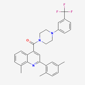 molecular formula C30H28F3N3O B4598272 2-(2,5-dimethylphenyl)-8-methyl-4-({4-[3-(trifluoromethyl)phenyl]-1-piperazinyl}carbonyl)quinoline 