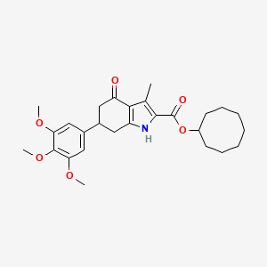 molecular formula C27H35NO6 B4598511 cyclooctyl 3-methyl-4-oxo-6-(3,4,5-trimethoxyphenyl)-4,5,6,7-tetrahydro-1H-indole-2-carboxylate 