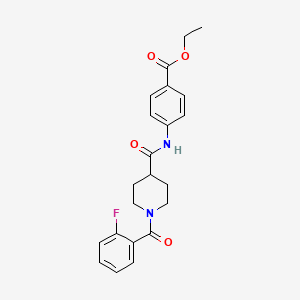 molecular formula C22H23FN2O4 B4598561 ETHYL 4-[1-(2-FLUOROBENZOYL)PIPERIDINE-4-AMIDO]BENZOATE 