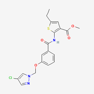 molecular formula C19H18ClN3O4S B4598593 methyl 2-({3-[(4-chloro-1H-pyrazol-1-yl)methoxy]benzoyl}amino)-5-ethyl-3-thiophenecarboxylate 